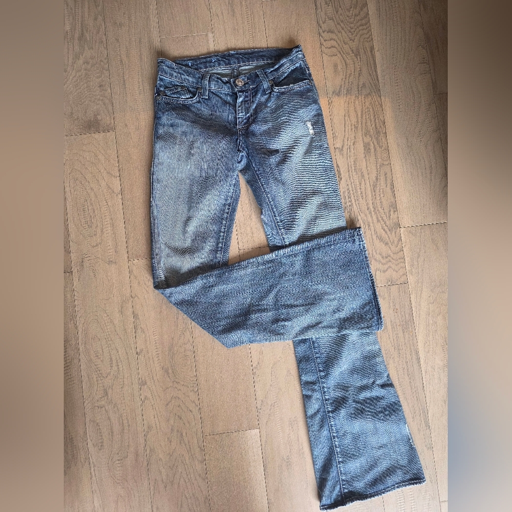 Rock & Republic Distressed Blue Boot Cut Jeans
